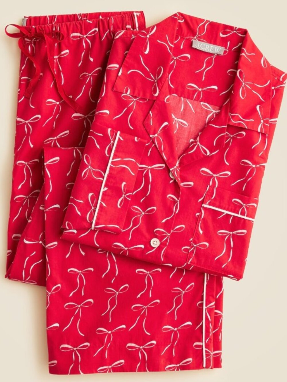 NWT J.Crew Bow Print Pajama Set Medium Holiday Coquette PJs Sold out